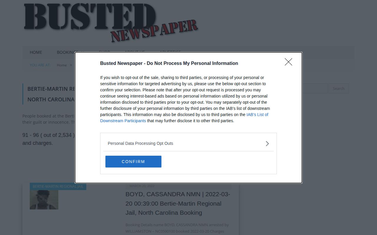 Unofficial multi-page Bertie-Martin historical arrest archive